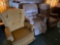 Three recliners, two arm chairs, two mahogany step back tables, corner table, clock, decor