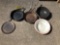 Cast iron skillet, Bowl, griddle, granite bowl.