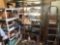 Three shelves and contents, canon printer, step ladders, electronics