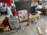 Dehumidifier, toolbox, flashlight, towels, chair, stand