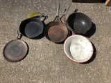 Cast iron skillet, Bowl, griddle, granite bowl.