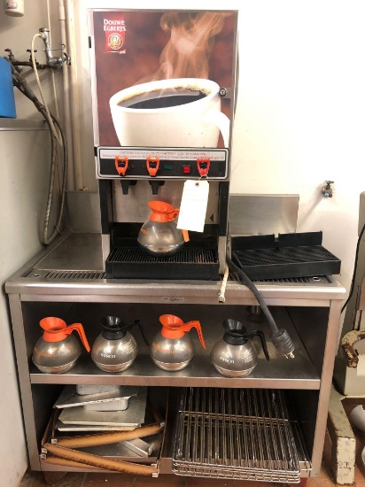 Sara Lee coffee station on 42inch SS table with drain