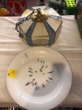 Art glass serving dish and hanging lamp
