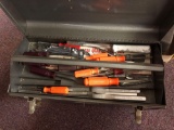 Metal toolbox full of tools
