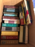 Box of vintage books and artwork