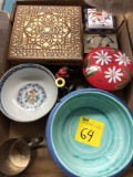Oriental items, wooden ornate box, and miscellaneous