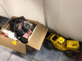 Metal Tonka Toy and one miscellaneous box of stuff