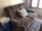 Brown recliner and loveseat