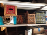 Old beer bottles, books, hardware