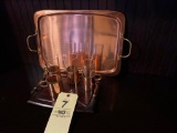 Copper serving tray and glasses
