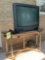 Sony TV with Glass-Top Stand & Remote