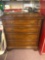 Mahogany 4-drawer chest with flip-top desk