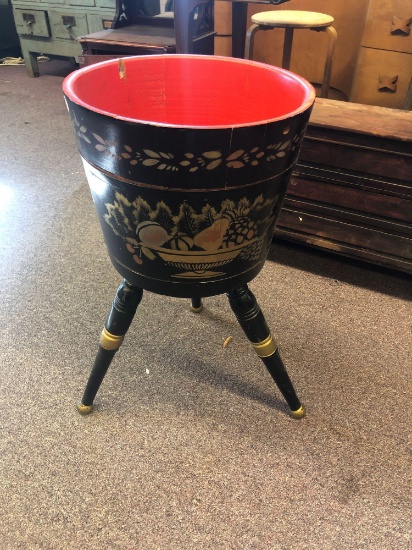 Primitive black painted plant stand