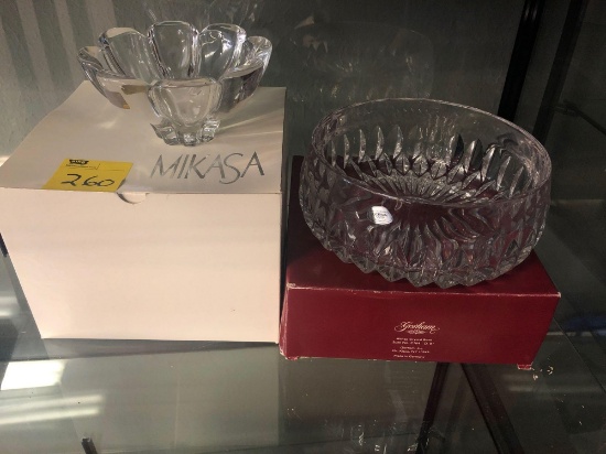 Steuben glass catalogs and two pieces of Crystal, Mikasa and Gorham