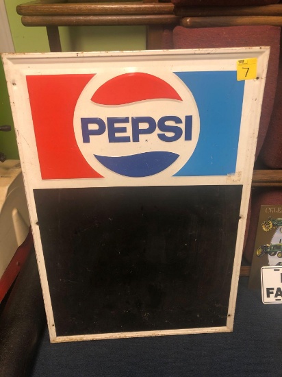 Metal vintage Pepsi sign with chalkboard