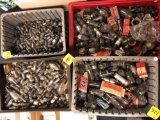 Four tubs of vintage radio tubes