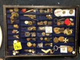 Coins, costume jewelry, pins, and miscellaneous