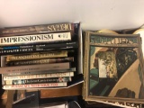 Coffee table books and vintage magazines