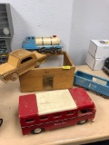 Wooden horse van, wooden car, wooden train and car, And wooden box