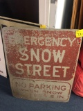 Emergency snow street no parking sign. Double sided