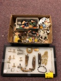 Costume Jewelry, military pins and badges, cufflinks, pocket knives