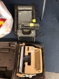 Speed-O-Scope, vintage Underwood typewriter, and electric typewriter