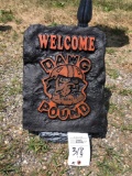 Concrete Dawg Pound plaque w/ stand