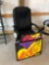 Leather office chair, paintings