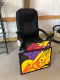 Leather office chair, paintings