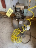 Air compressor, gas cans, partial containers of oil