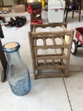 Wine bottle rack, large milk bottle