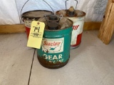 Three early Sinclair oil and grease buckets