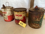 Three Sinclair oil and grease buckets