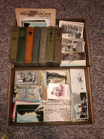 2 boxes Postcards, Early Books