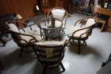 Glass-top Ruattan table & chair set