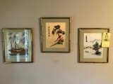 Oriental wall art, barometer, oil on canvas