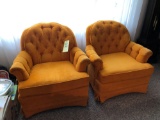 (2) orange Broyhill chairs