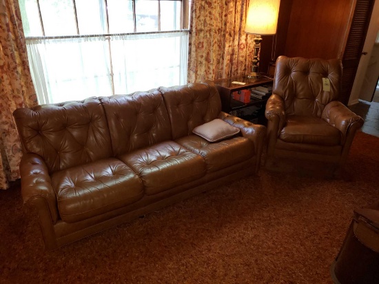 Matching Leather Sofa and Chair