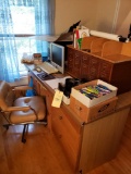 Desk and Chair, File Drawers, Office Supplies