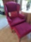 Upholstered High Back Armchair & Ottoman