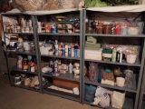 3 Metal Shelves w/ Assorted Decor, Baskets, Stains & Paints