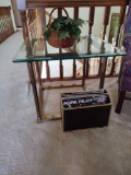 Glass Top End Table and Magazine Rack