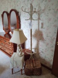 Wicker Hamper, Hall Tree, Lamp, Stand