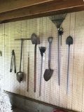 Yard tools on wall