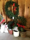 Planters and Christmas decor