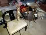 Oriental Style Chair, Two Metal Stands