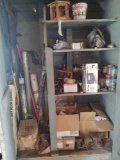 Contents of Cabinet inc. Hardware, Vice, Garden Items, Tools