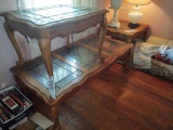 Glass Inlay Coffee Table & 2 End Tables