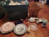 Cavalier Dishes, Fenton Glassware, Candlestick, Gold Tea Set