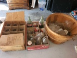 Basket and Coca-Cola Crate with Bottles and Glassware